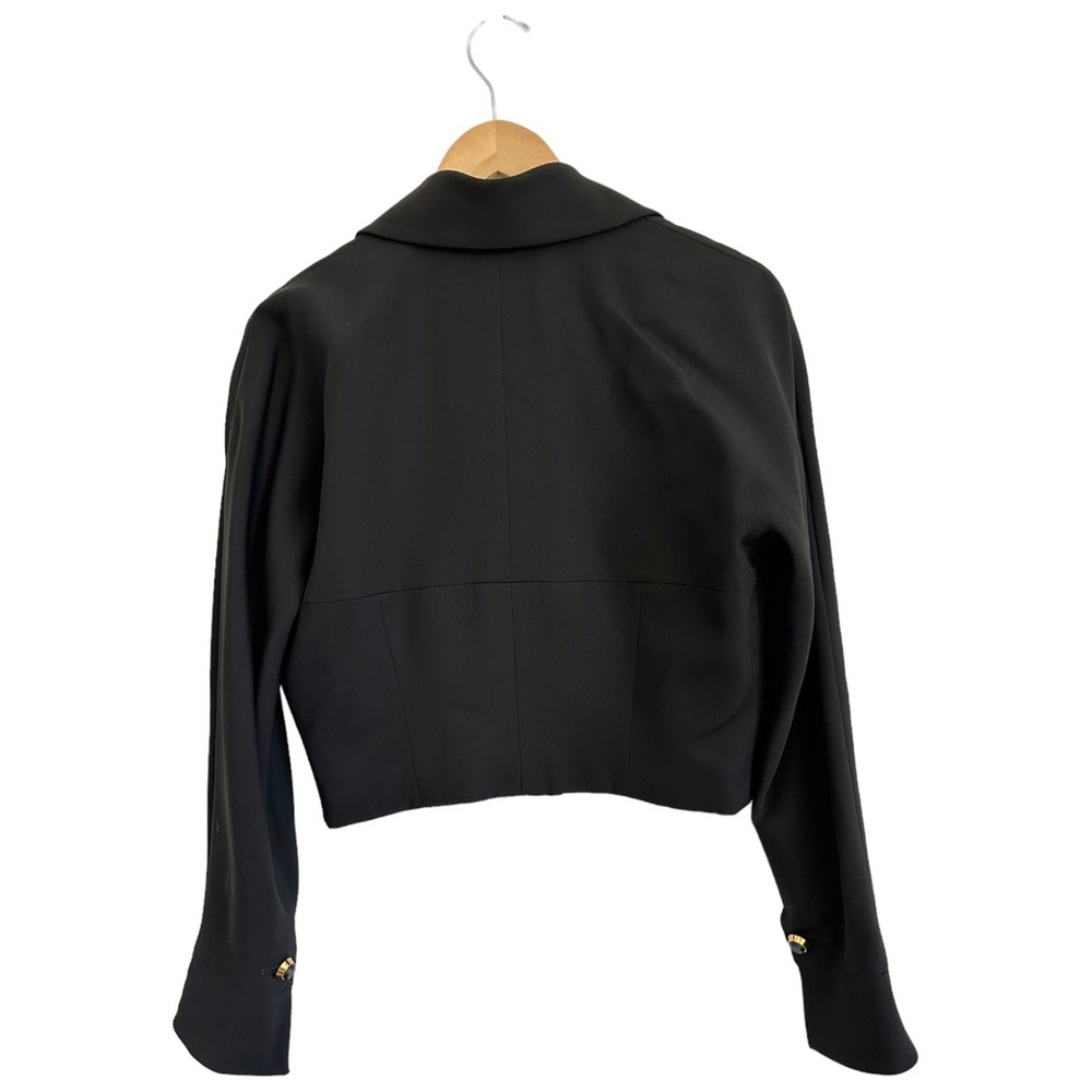 Karl Lagerfeld Vintage Cropped Jacket Triple Lapel Made in France Wool & Silk - Picture 8 of 12